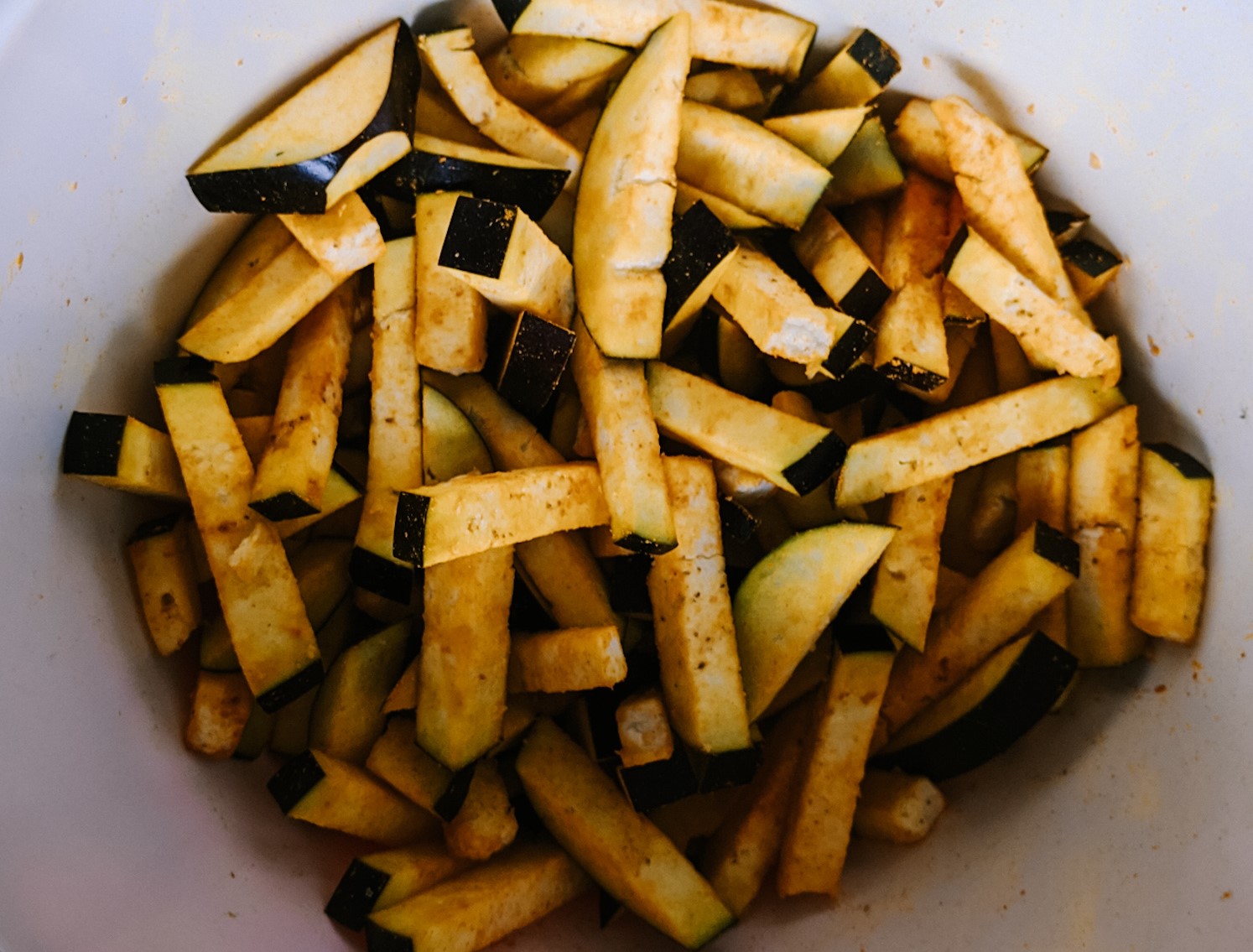 Eggplant with turmeric and salt